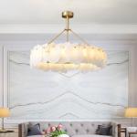 Iron Plated Brass Color Scagliola Luxury Ceiling Lights For Home Decoration