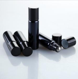 China 1/ 3oz 10ml Essential Oil Empty Glass Rollerball Bottles Black Coating wholesale