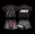 Custom Men's Vintage Washed Graphic Tank Top and Sweat Shorts Set with Digital