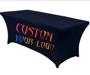 China 4ft 6ft Trade Show Table Throw Event Exhibition Polyester Custom Table Cloth Printing wholesale