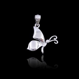 China Pretty Silver Butterfly Pendant Plated Rhodium Insect Side Face Jewelers wholesale