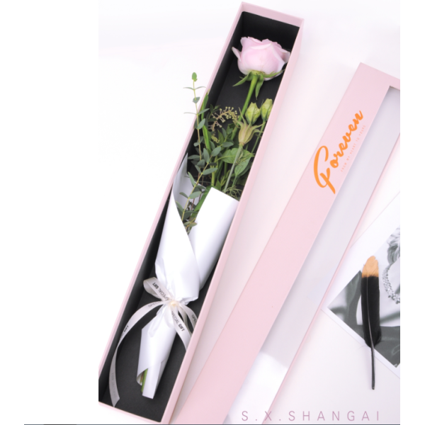 Long Square Single Rose Gift Box Semi Transparent Shipping Boxes For Flower Arrangements