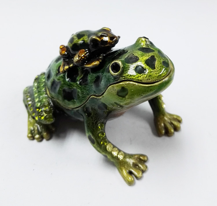 Baby Mum Frog trinket jewelry box metal frog trinket box treasure box metal jewelry box