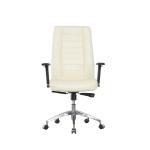 28KG Leather Office Swivel Chairs PU Armrest Convertible White Leather Executive