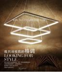 Aluminium Acrylic LED Pendant Square 120W White 700*700*1000MM Modern