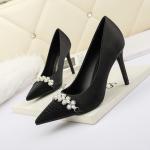 8333-5 Sexy Pointed Toe Color Matching High Heels Rhinestones Were Thin Beaded