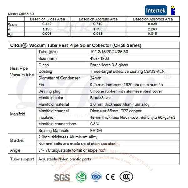 Solar Air Conditioner High Efficiency Heat Pipe Solar Collector