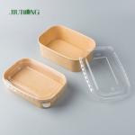 Single Wall Take Away Food Container Kraft Paper Salad Bowl Packaging With PET