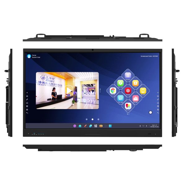 Interactive Flat Panel 65 75 86 Inch Android 14 15 8+128G Ram And Storage Wifi BT Whiteboard Meeting Software Speaker Built-In Optional Camera Mic