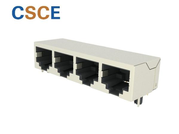 Customized Color RJ45 Gigabit Ethernet , RJ45 Female Jack 1 * 4 Port UL
