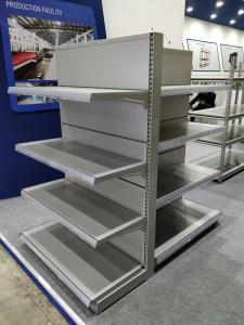 China Single / Double Side Supermarket Metal Shelves With Strong Construction wholesale