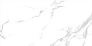 China Carrara Marble White Ceramic Glazed Floor Tiles Light Colors And Sinuous Veins wholesale