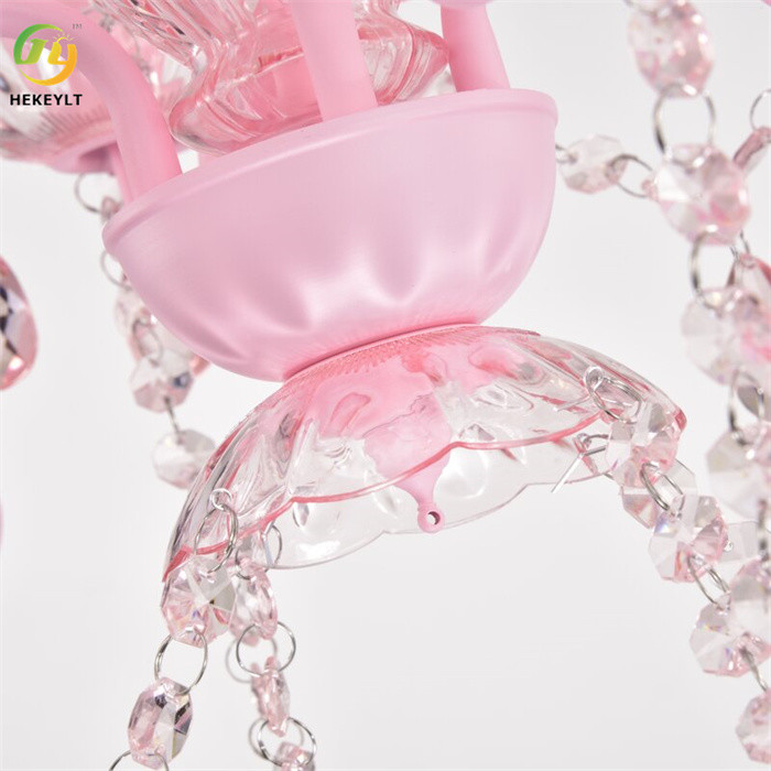 Lustres Led Pink Crystal Candle Chandelier Customize Luxury Wedding Lobby Hotel