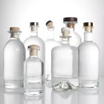 Clear Empty Short Alcoholic Gin Liquor Bottle With Cork Stopper for Glass