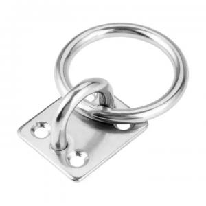 China Marine Hardware Wall Mounted Square Pad Eye Plate with Welded Ring and Galvanized Finish wholesale