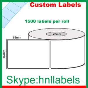 China Thermal Transfer Labels 80mmX86mm/1 Plain Transfer Roll Permanent, 1,500Lpr, 76mm core wholesale