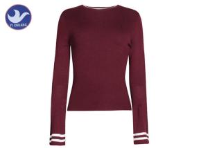 China Long Trumpet Sleeves Womens Knit Pullover Sweater Stripe Edges Knitwear Anti - Shrink wholesale