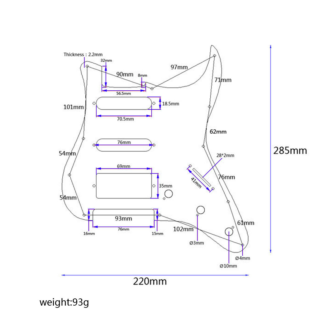 SSH 3-Ply Pickguard With Screw Mount 11 Holes For FD ST Electric Guitar Scratch Plate Guitar Accessories Parts