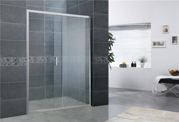 Quality Adjustable Bright Silver Sliding Shower Screens Aluminum Alloy Without Wall Profiles for sale