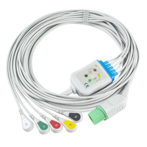 China Nihon Kohden TEC-7631C ECG Cables And Leadwires 11pin Connector ECG Cable 5 Lead IEC Snap wholesale
