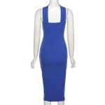Women High Waist Clothing Halter Neckline Fit Midi Dress For Party