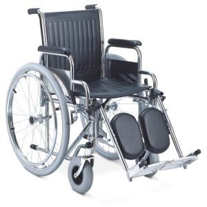 China Economic Friendly Affordable Folding Steel Wheelchair With Tpr Castor Pneumatic Rear Wheel wholesale
