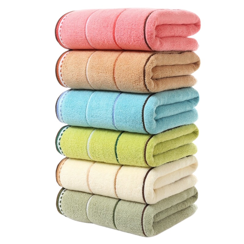 Six Color Striped Bath Towel Set Sustainable Thick Absorbent Cotton Great for Gifting