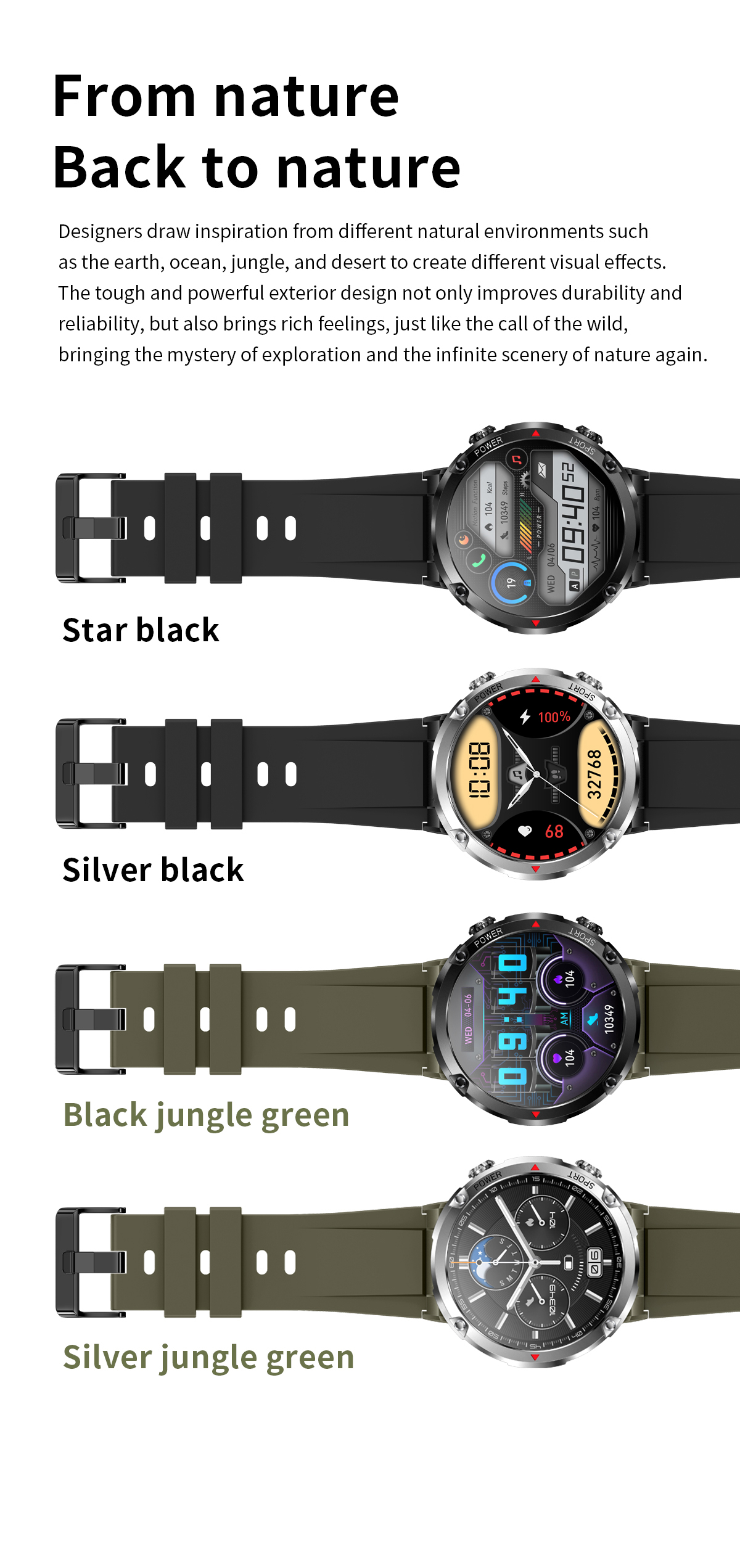 Personalised Men Smart Watch Comely Sports Big Screen Bluetooth Calling Leisure Outdoor Wristwatch