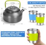 Camping Cookware Pots And Pans, Camping Cookware Mess Kit,Non-Stick Lightweight