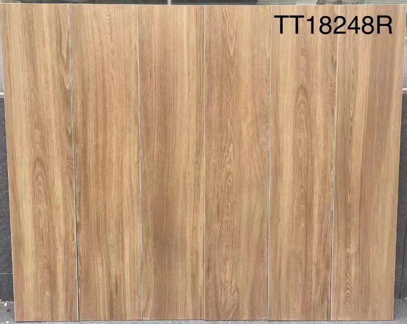 8x40'inch Gray Interior Wall Outside Floor Wooden Ceramic Tiles for Project Balcony Foyer Soft Glazed Porcelain Strip