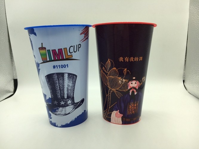 Plastic Water Cups Color IML In Mold Label Printing Customised Design Logo