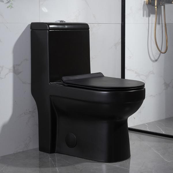 Modern Bathrooms Toilets Dual-Flush Elongated 1-Piece Toilet With Soft-Closing