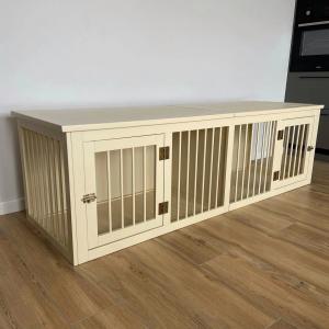 China Double Door Wood Dog Kennel Furniture Wooden Dog Crate Bed Sustainable wholesale