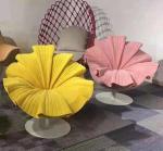 Nordic Light Luxury Velvet Flower Petal Chair Hotel Showroom Stainless Steel