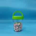 Large Round Green Handle Caps Candy Transparent PET Plastic Food Jars