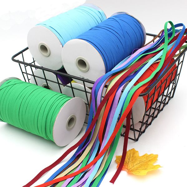 Stock 3mm 5mm Flat White And Black Knitted Polyester Elastic Band Ear Loop