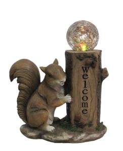 China Classical Squirrel Welcome Garden Solar Light , Animal Solar Lights Outdoor With Glass Ball wholesale