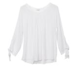 L Piping Collar 130gsm Full Polyester Women White Top