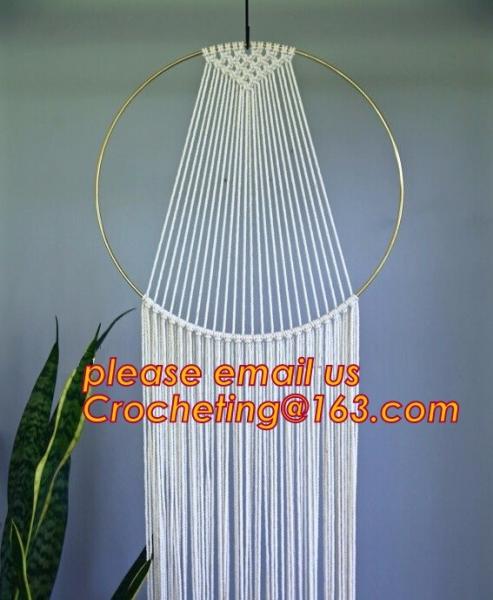 Macrame Wall Art Hanging Tapestry Wedding Decoration with Lace Fabrics, MACRAME