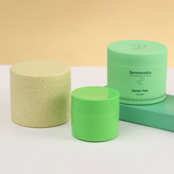 Wheat Biodegradable Cosmetic Containers Recyclable 100% PCR PLA Material Straw Cream Jar Green 2oz 3oz 8oz Free Samples