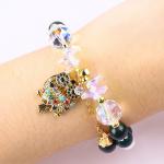 Handmade Gemstone Beaded Bracelet Natural Indian Agate Stone Bracelet Adjustable