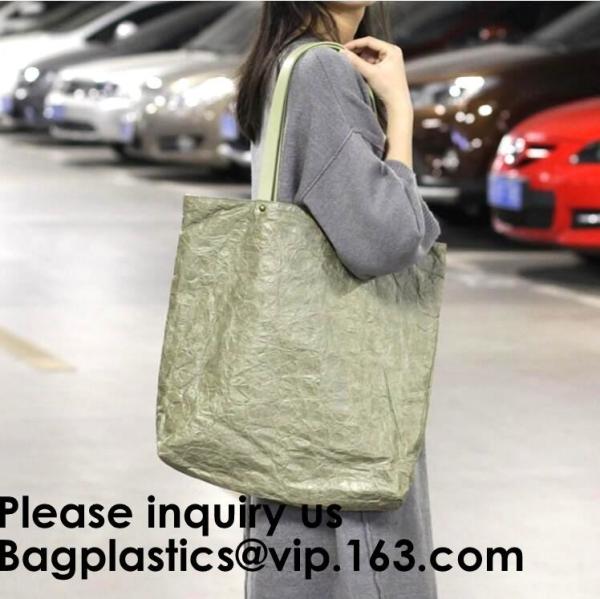 Washable TYVEK Kraft Paper Shopping Bag Shoulder Handbag DuPont Paper Tote Bag
