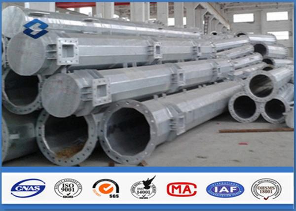 Q345 steel utility poles 50 years Life Time , steel light pole with Base Plate/