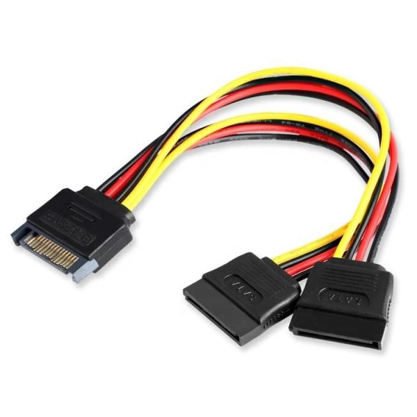 Male to Female Data Sata 15 Pin Power Y Splitter Cable for Computer HDD SSD PC