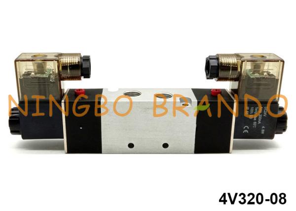 1/4'' NPT 5/2 Way 4V320-08 Double Solenoid Pneumatic Control Valve 12V 24V 110V