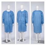 Disposable SMS 40GSM Lab Coat with Knitted Collar Cuffs Buttons Hospital