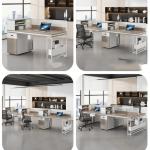 Employee Desktop Computer Table Multi-functional Office Desk and Chair for 4-6