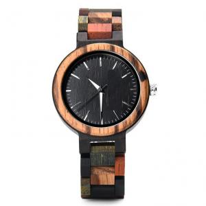 China Colorful Wooden Strap Watch Natural Wood Case Back , Laser Engraved wholesale
