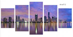 China City Night Scenery Living Room Canvas Art , Popular Stretched Canvas Wall Art wholesale