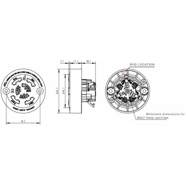 NEMA Interface Rotary Lock Optical Controller Socket RFID Version Without Wires Wireless Version